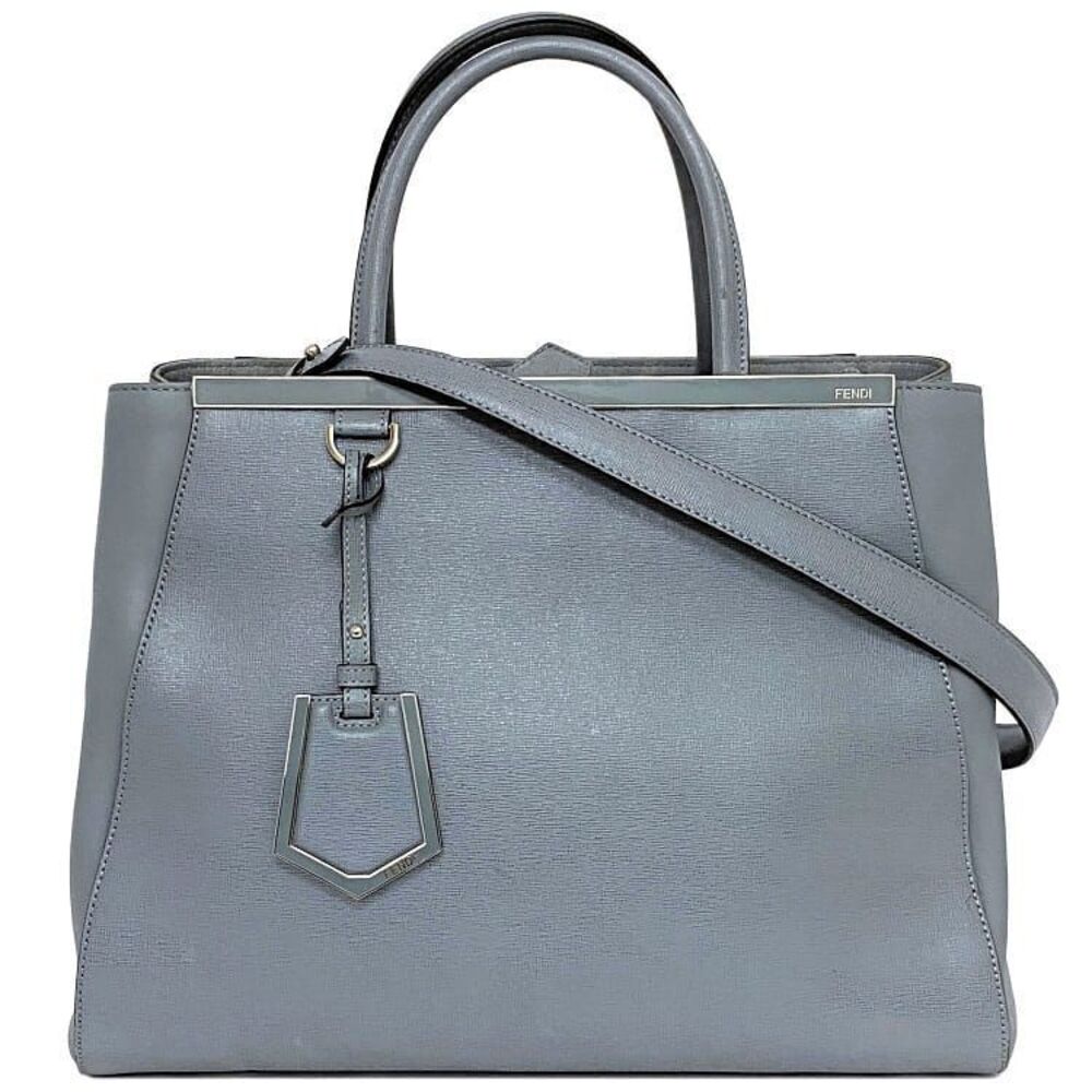 Fendi bag Toujours blue gray tote leather documents top handle business work